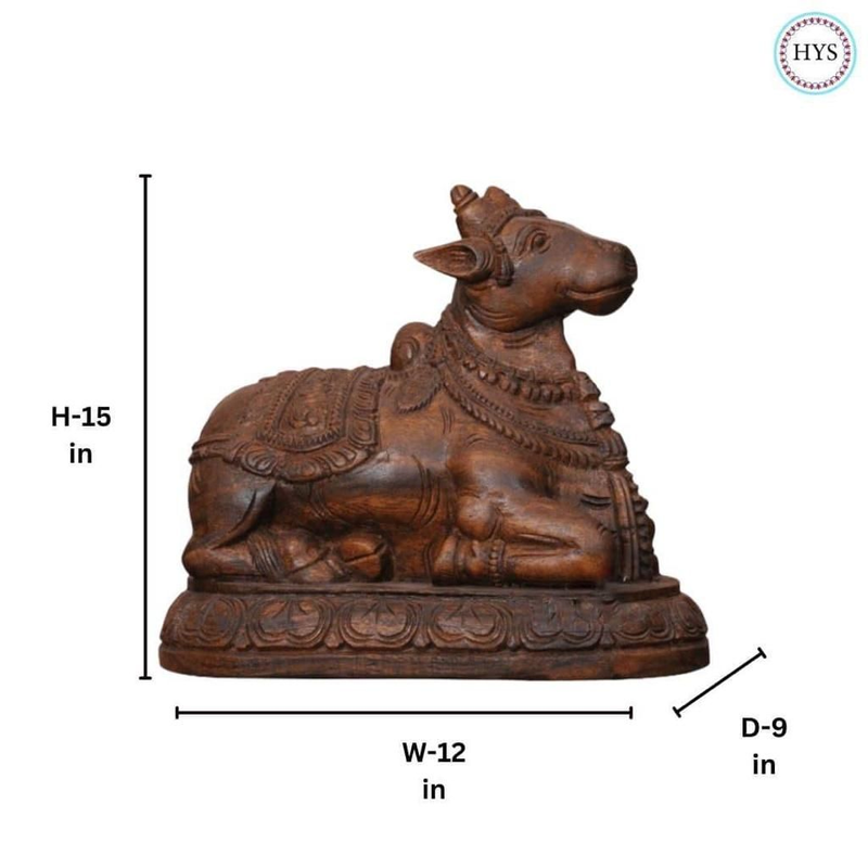 Wooden Nandi Sculpture Handcarved / Handmade.
Wooden Finish